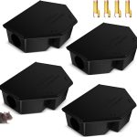 Qualirey 4 Pcs Rat Stations with Keys Mouse Boxes Lockable, Black
