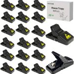 Reusable Indoor Mouse Trap 20 Pack – Easy to Set Plastic Rodent Control Device for Home, Garage & Garden Use