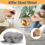 Steel Wool for Mice Control, 3.2" x12 ft Wool, Gap Filler for Home & Garage, DIY Bundle with Gloves & Scissors - 1 Pack - Image 2