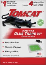 Tomcat Super Hold Glue Traps Mouse Size for Mice, Cockroaches, Spiders, and Scorpions, Ready-To-Use, 4 Traps