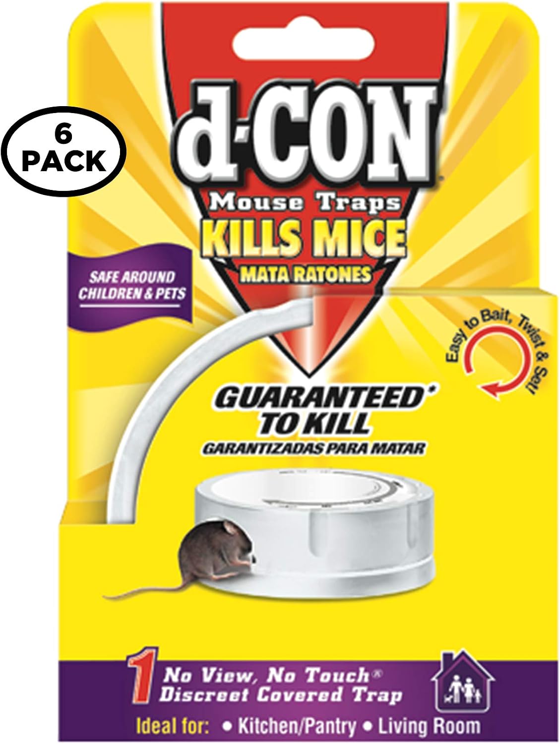 d-CON No View, No Touch Covered Mouse Trap, 1 Trap d-CON No View, No Touch Covered Mouse Trap, 1 Trap (Pack of 6) - Image 1