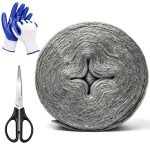 #1 Steel Wool Mice Control 65FT(1.1LB),Wool with Gloves & Scissors, Keep Mouse Away from Holes Steel Barrier and Gap Filler for Home, Wall, Garden, Kitchen, Pipeline in Garage, Coarse