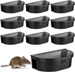 12 Pack Mouse Bait Station Rat Box with Security Key, Black