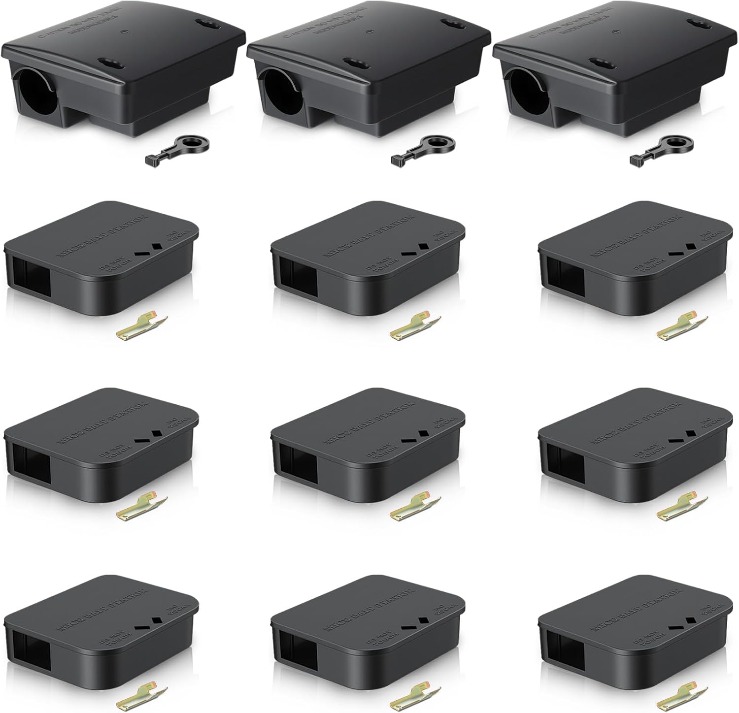 12 Pack Rat Station Box with Key 3 Large & 12 Pack Rat Station Box with Key 3 Large & 9 Compact Bait Stations - Image 1