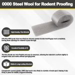 Steel Wool Mice Control Kit with Wire Mesh, 3 Pack 0000 Steel Wool Roll - Image 3