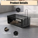 2 Pack Humane Rat Traps 12.5"x5.5"x4.5", Reusable Mouse Traps for Indoor/Outdoor Use, No-Kill Live Capture for Chipmunks, Rats, Mice - Image 3