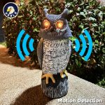 Solar Powered Garden Owl with Motion Detection, Rotating Head, Realistic Hoots and Silent Mode, Outdoor Statue and Sculpture, Owl Decoration for Home, Garden, Patio and Lawn - Image 5