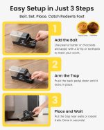 OWLTRA in-/Outdoor Safe Extra Large Plastic Tunnel Snap Rat Trap 2PCS, Instant Kill Rodent Snap Trap with Clear Tunnel Entry, Touch-Free Release, and Powerful Snap, Black - Image 4