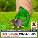LULUCATCH Humane Mouse Traps 6 Pack, Live Catch Release Rodent Traps, Green - Image 4