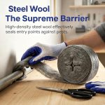 #1 Steel Wool Mice Control 65FT(1.1LB),Wool with Gloves & Scissors, Keep Mouse Away from Holes Steel Barrier and Gap Filler for Home, Wall, Garden, Kitchen, Pipeline in Garage, Coarse - Image 3