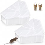 Qualirey 2 Pcs Large Rat Bait Station Mouse Bait Box with Key, Transparent