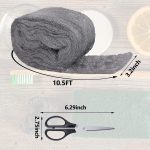 1Pack Steel Wool for Mice Control 3.2" x10.5 ft Wool, Gap Filler for Home & Garage, DIY Bundle with Gloves & Scissors - Image 2