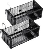 2 Pack Humane Rat Traps 12.5"x5.5"x4.5", Reusable Mouse Traps for Indoor/Outdoor Use, No-Kill Live Capture for Chipmunks, Rats, Mice