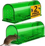 2 Pcs Humane Mouse Traps No Kill,Catch and Release Mouse Traps that Work,Live Mouse Trap Small Capture Cage,Reusable Mice Trap Catch for House & Outdoors