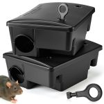 2 Pcs Rat Bait Stations Large Rodent with Key Reusable Mouse Stations Mice Blocks Heavy Duty Boxes for Outdoor Rodents Mice Blocks Station, Bait Not Included, Black (9.8 x 7.5 x 3.9 Inches)