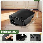 2 Pcs Rat Bait Stations Large Rodent with Key Reusable Mouse Stations Mice Blocks Heavy Duty Boxes for Outdoor Rodents Mice Blocks Station, Bait Not Included, Black (9.8 x 7.5 x 3.9 Inches) - Image 2