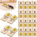 20 Pack Wood Snap Mouse Traps, Metal Pedal Snap Trap for Mice with Sensitive Trigger & Powerful Spring for Effective Capture, Reusable Mouse Traps Indoor for Home, Wooden Mousetrap for Mice & Rodents