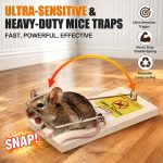 20 Pack Wood Snap Mouse Traps, Metal Pedal Snap Trap for Mice with Sensitive Trigger & Powerful Spring for Effective Capture, Reusable Mouse Traps Indoor for Home, Wooden Mousetrap for Mice & Rodents - Image 2