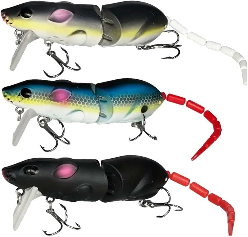 3Pcs Premium Topwater Mouse Fishing Lures - Realistic Bionic Rat 3Pcs Premium Topwater Mouse Fishing Lures - Realistic Bionic Rat Bait for Bass, Trout, Catfish, Pike, Perch - Freshwater & Saltwater Angling - Image 1