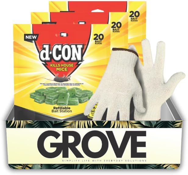 3X D-Con Bait Station Blocks for Mice Bundle with Work 3X D-Con Bait Station Blocks for Mice Bundle with Work Gloves – Pre-Filled, Weather-Resistant Trays for Indoor and Outdoor Rodent Control in Small Spaces – Gift Set (4 Items) - Image 1