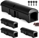 4 Pack Slim Rat Bait Stations with Key, Tamper-Resistant
