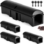 4 Pack Slim Rat Bait Stations with Key, Tamper-Resistant