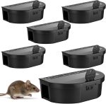 6 Pack Mouse Bait Station Rat Box with Security Key, Black