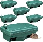 6 Pack Rat Bait Stations with Key Reusable Mouse Stations Mice Blocks Heavy Duty Boxes for Outdoor Rodents Mice Blocks, Bait Not Included (Classic,Green)