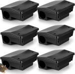 6 Pcs Rat Stations Large Rodent with Key Reusable Mouse Stations Mice Blocks Heavy Duty Boxes for Outdoor Rodents Blocks Station, Bait Not Included, Black (9 x 7.7 x 4.3 Inches,Classic)