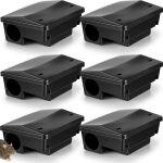6 Pcs Rat Stations Large Rodent with Key Reusable Mouse Stations Mice Blocks Heavy Duty Boxes for Outdoor Rodents Blocks Station, Bait Not Included, Black (9 x 7.7 x 4.3 Inches,Classic)