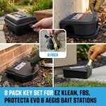 8 Pack Rodent Bait Station Keys for Protecta LP, EVO Protecta, Aegis Mouse Bait Station, Bell Labs, EZ-Clean, Heavy-Duty Plastic Assorted Replacement with 8 Key Rings & 4 Warning Labels. - Image 2