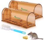 CaptSure™ 2-Pack Humane Mouse Traps Indoor for Home - Small Live Mouse Trap Catch and Release, Mice Traps for House Indoor & Outdoor - Reusable Catcher & No Kill Traps for Rodent/Voles