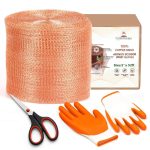 Copper Mesh Rodent Control Roll, 5 in x 52 ft, with Scissors and Gloves