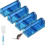Humane Mouse Traps, Catch& Release, Reusable Rat Traps, Easy to Set and Safe for Family and Pets, No Kill for Small Rodent/Voles/Hamsters/Moles, Catcher That Works for Indoor/Outdoor, 4 Pack