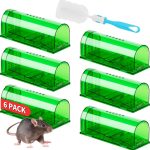 LULUCATCH Humane Mouse Traps 6 Pack, Live Catch Release Rodent Traps, Green