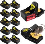 LULUCATCH Mouse Traps, 12 Pack Snap Rat Traps, Quick-Set Reusable Sanitary Mice Traps, Rodent Traps Mice Catchers Indoor Outdoor for Home Garage, Pet Safe & Easy to Use