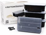 Lockable Rat & Mouse Bait Stations (4-Pack) – Secure Bait Box with Clear Lid & Dual-Entry Design – Weather-Resistant, Reusable (Bait Not Included)