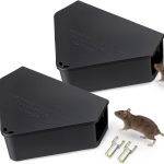 Qualirey 2 Pcs Large Rat Bait Station Mouse Bait Box with Key, Black