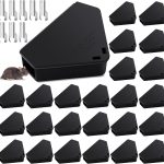 Qualirey 24 Pcs Triangle Mice Rat Bait Stations, 5x3 in, Black,Silver Key