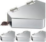 Qualirey 4 Pcs Mouse Bait Station Steel Metal for Indoor Outdoor Use