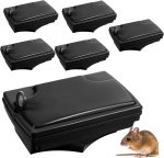 Qualirey 6 Pcs Rat Bait Station with Keys Outdoor for Mice Pests, Black
