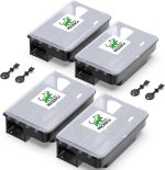 Rat Bait Stations 4 Pack, Clear Lid, Lockable Rodent Traps, Outdoor