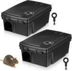 Rat Stations Large Rodent with Key Reusable Mouse Stations Mice Blocks Heavy Duty Boxes for Outdoor Rodents Blocks Station, Bait Not Included, Black (11 x 7 x 4.7 Inches,Classic,2 Pcs)