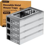 Reusable Metal Mouse Traps 4 Packs – Heavy Duty Humane Mouse Trap, Mechanical Catch Design, Easy Set & Reusable Rat Trap for Indoor & Outdoor Home Use