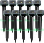 Snake & Mole & Rabbit & Skunk Repellent Solar Powered, Upgraded Ultrasonic Deterrent, IP65 Waterproof, Gopher Groundhog Chipmunk Raccoon and Vole Repellent & Deterrent for Lawn & Garden, 10 Pack