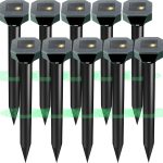 Snake & Mole & Rabbit & Skunk Repellent Solar Powered, Upgraded Ultrasonic Deterrent, IP65 Waterproof, Gopher Groundhog Chipmunk Raccoon and Vole Repellent & Deterrent for Lawn & Garden, 10 Pack