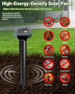 Snake & Mole & Rabbit & Skunk Repellent Solar Powered, Upgraded Ultrasonic Deterrent, IP65 Waterproof, Gopher Groundhog Chipmunk Raccoon and Vole Repellent & Deterrent for Lawn & Garden, 10 Pack - Image 2