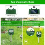 Solar Animal Repeller, Ultrasonic Repellent, Motion Detection, LED Flashing Light, Dog, Cat Repellent, Squirrel, Raccoon, Skunk, Rabbit, Rodent, Fox, Deer, etc. - Image 2