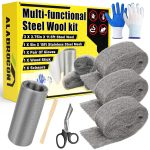 Steel Wool Kit with 3 PCS 11.5 Ft Steel Wool, 15 Ft Wire Mesh