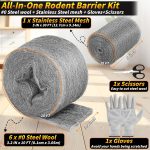 Steel Wool Mice Control, 6 Pack 3.2" x60 FT #0 Steel Wool & 1 Pack 5" x30 FT Wire Mesh, Medium Stainless Steel Wool Keep Mouse Away from Hole,Barrier and Gap Filler for Home Garden Kitchen Pipeline - Image 2